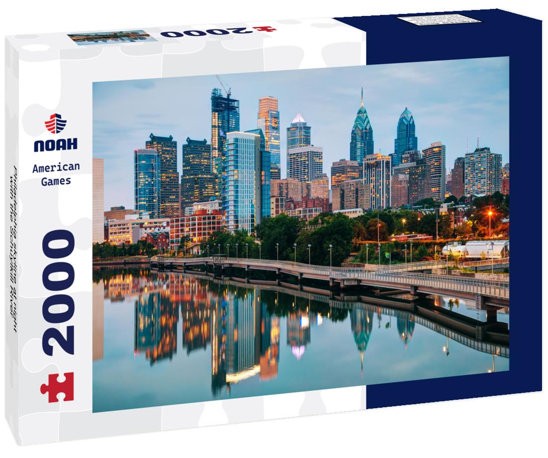 Noah Jigsaw Puzzle Philadelphia skyline at night with the Schuylkill River 2000 pieces