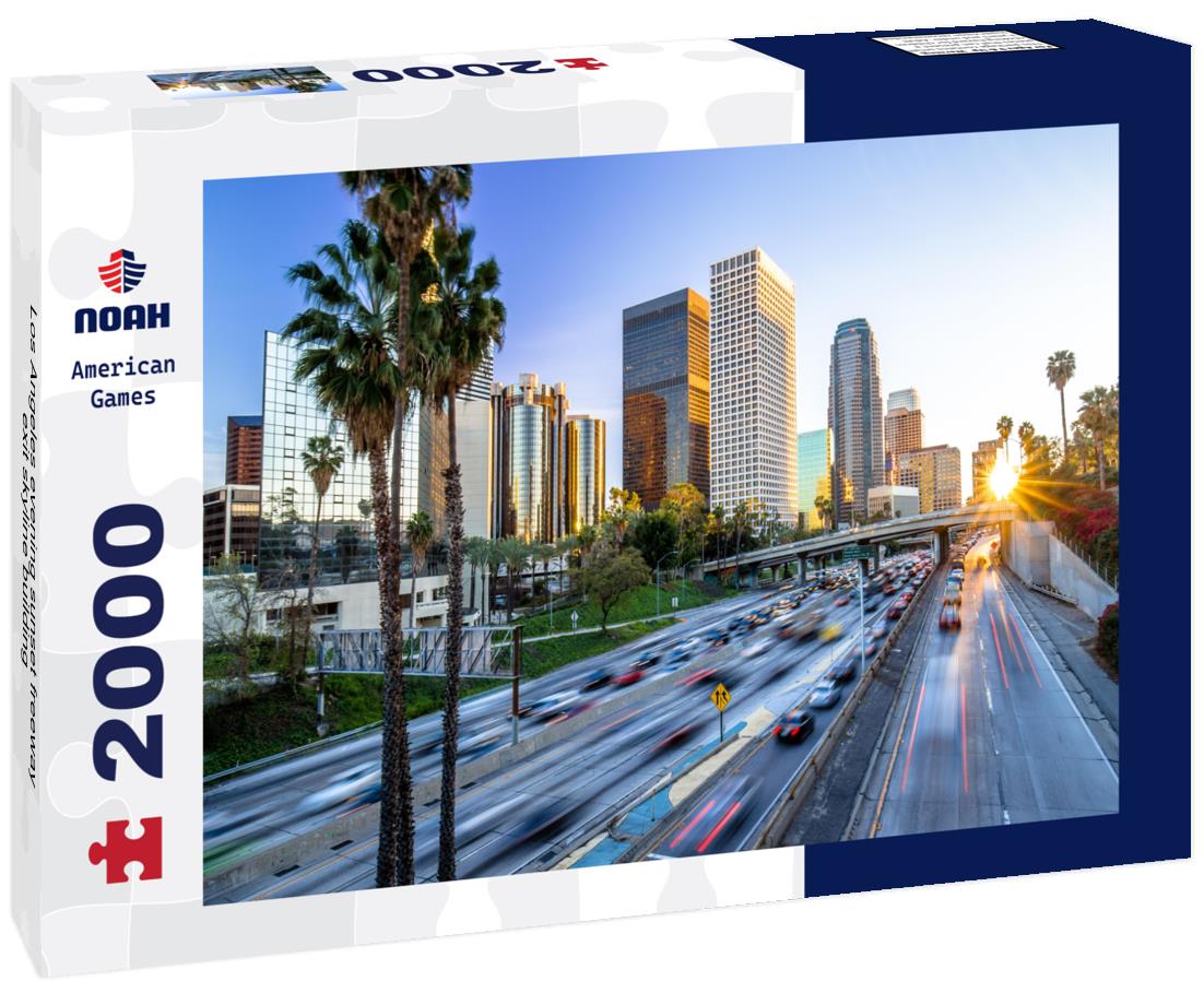 Noah Jigsaw Puzzle Los Angeles evening sunset freeway exit skyline building 2000 pieces