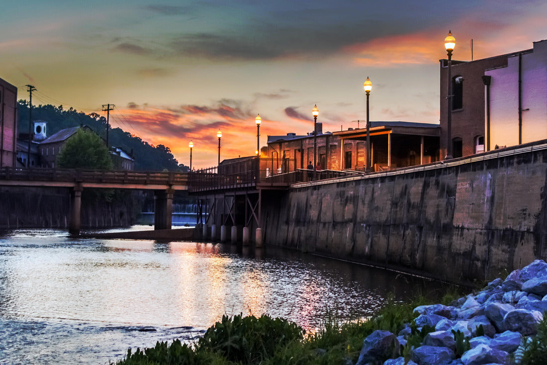 Noah Jigsaw Puzzle Creekwalk and Dam Waterfall in Prattville, Alabama at dusk 2000 pieces