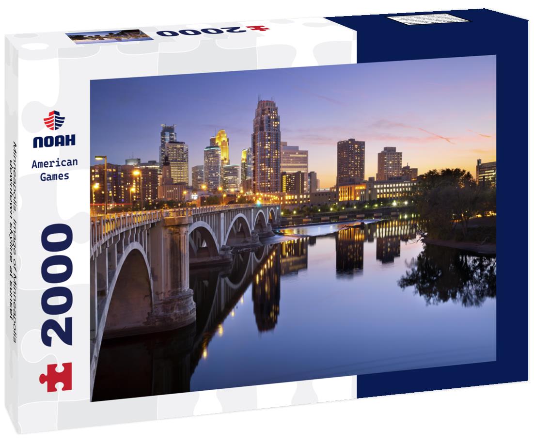 Noah Jigsaw Puzzle Minneapolis. Image of Minneapolis downtown skyline at sunset 2000 pieces