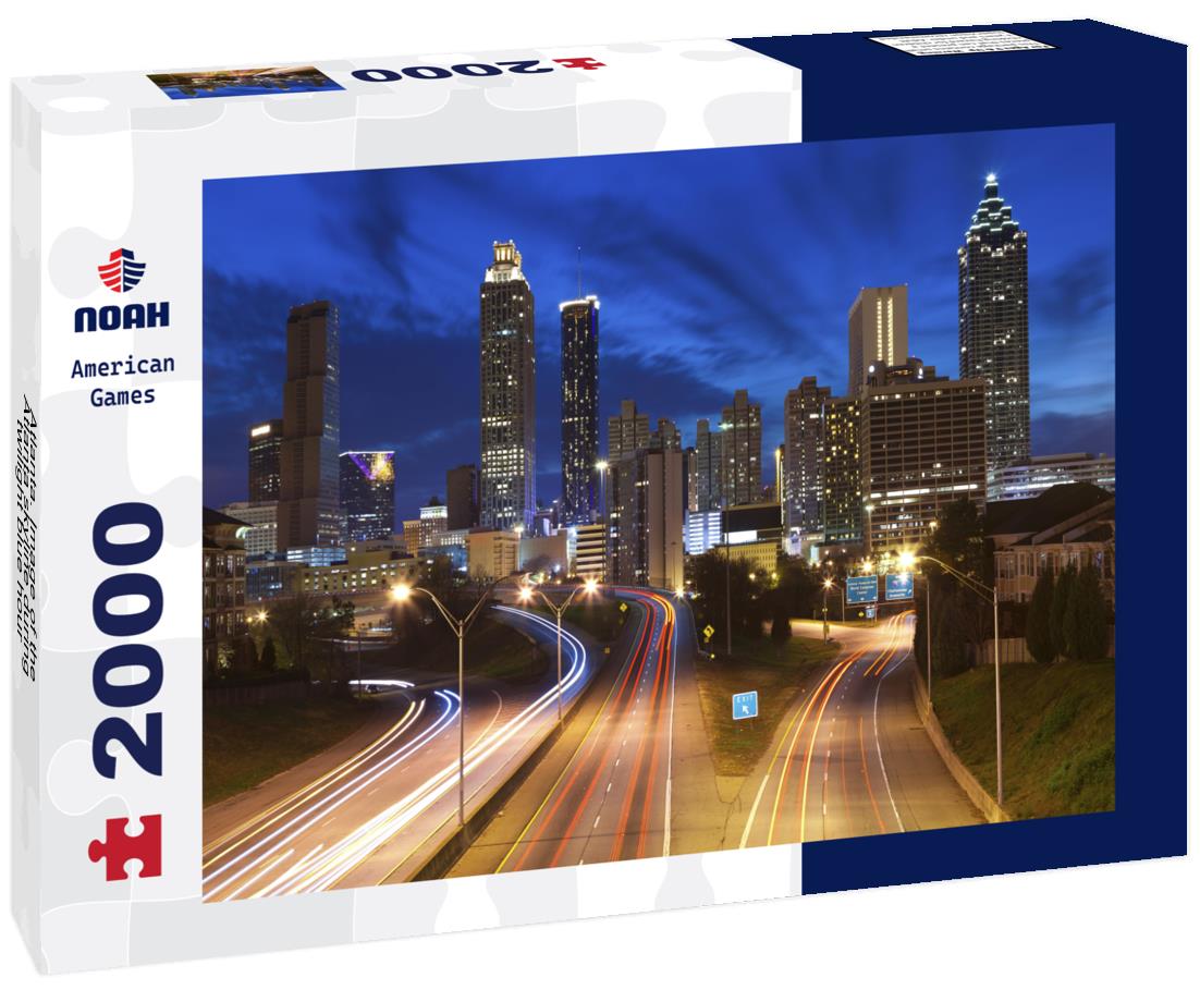 Noah Jigsaw Puzzle Atlanta. Image of the Atlanta skyline during twilight blue hour 2000 pieces