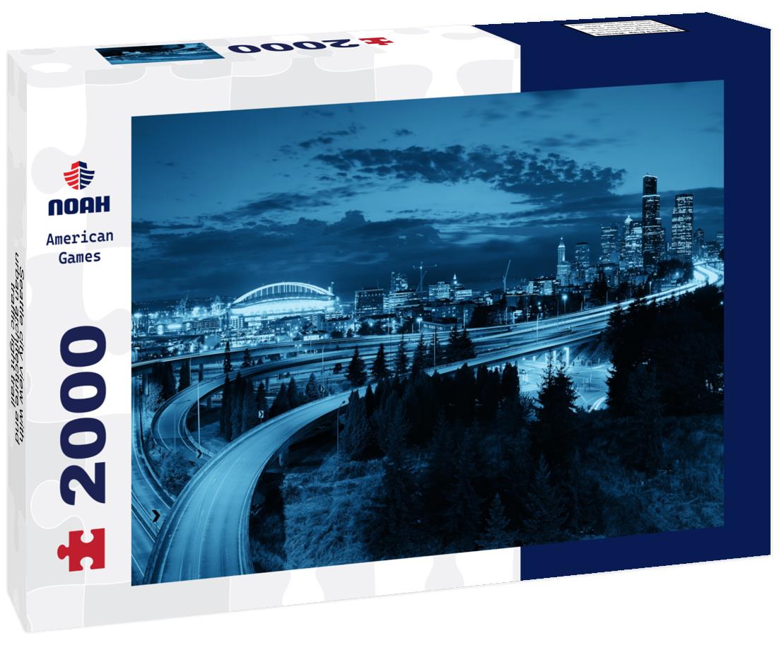 Noah Jigsaw Puzzle Seattle city view with urban architecture and traffic light trail 2000 pieces