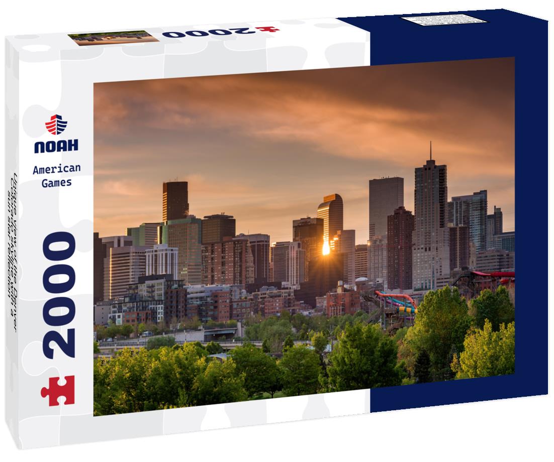 Noah Jigsaw Puzzle Unique view of the Denver Colorado skyline with a sun star reflection 2000 pieces
