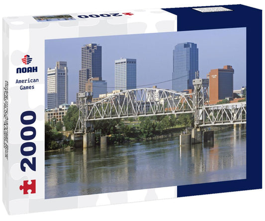Noah Jigsaw Puzzle Bridge over Arkansas River view from North Little Rock, Little Rock, Arkansas 2000 pieces