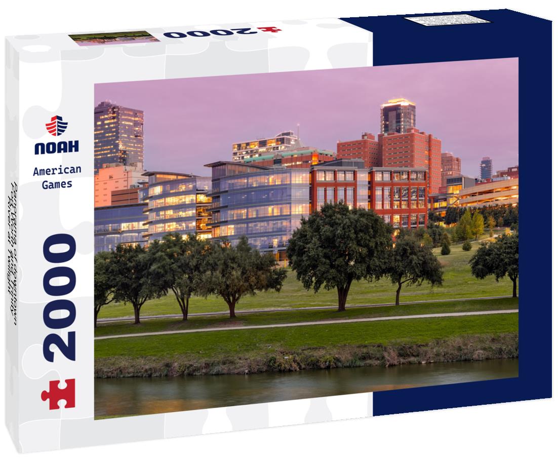 Noah Jigsaw Puzzle Panorama of downtown Fort Worth and Trinity River at Twilight - DFW North Texas 2000 pieces