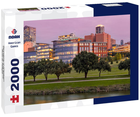 Noah Jigsaw Puzzle Panorama of downtown Fort Worth and Trinity River at Twilight - DFW North Texas 2000 pieces