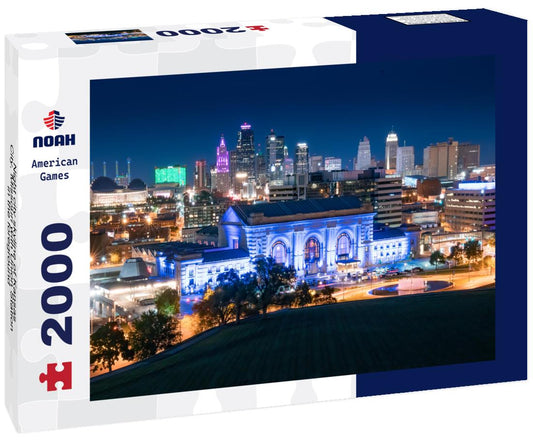 Noah Jigsaw Puzzle Night city skyline of Kansas City, Missouri with Union Station in the foreground 2000 pieces