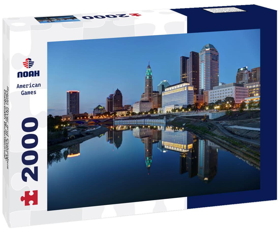 Scioto River and Columbus Ohio skyline at John W. Galbreath Bicentennial Park at dusk 2000pc Puzzle