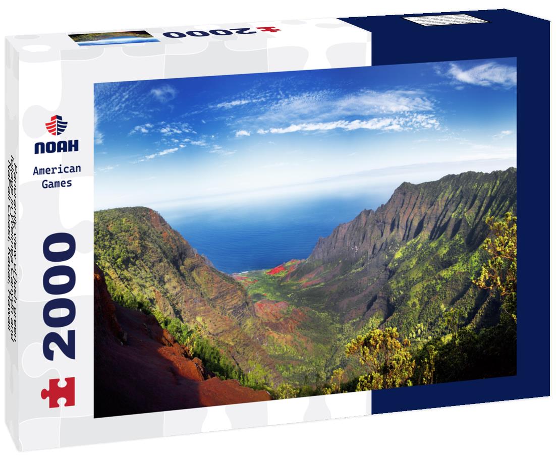 Noah Jigsaw Puzzle Panoramic view of lush green foliage in Weimea Canyon and NaPali Coast, Kauai, Hawaii 2000 pieces