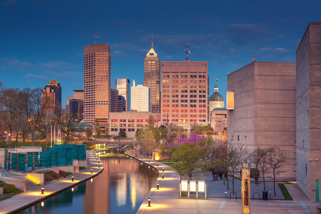Noah Jigsaw Puzzle Indianapolis. Cityscape image of downtown Indianapolis, Indiana during twilight blue hour 2000 pieces
