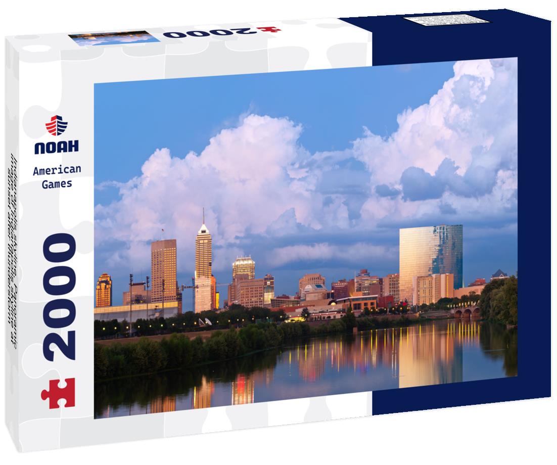Noah Jigsaw Puzzle Indianapolis skyline. Panoramic image of Indianapolis skyline at sunset after thunderstorm 2000 pieces