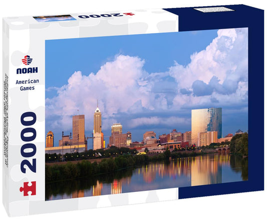 Noah Jigsaw Puzzle Indianapolis skyline. Panoramic image of Indianapolis skyline at sunset after thunderstorm 2000 pieces