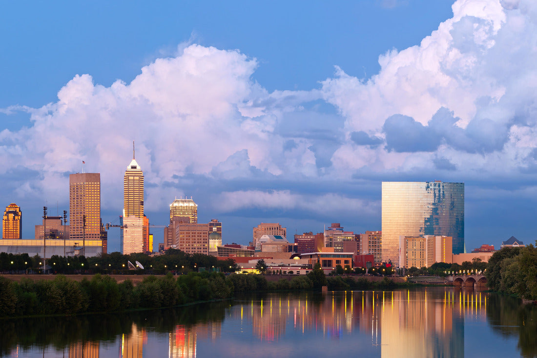 Noah Jigsaw Puzzle Indianapolis skyline. Panoramic image of Indianapolis skyline at sunset after thunderstorm 2000 pieces