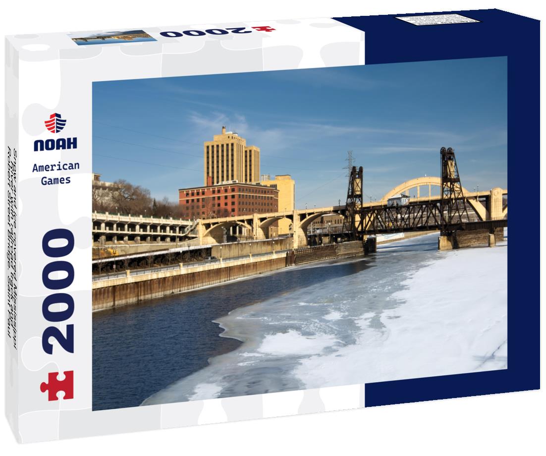 Noah Jigsaw Puzzle Snow and ice covered Mississippi River with railroad track and Robert Street Bridge. Saint Paul, Minnesota, USA 2000 pieces