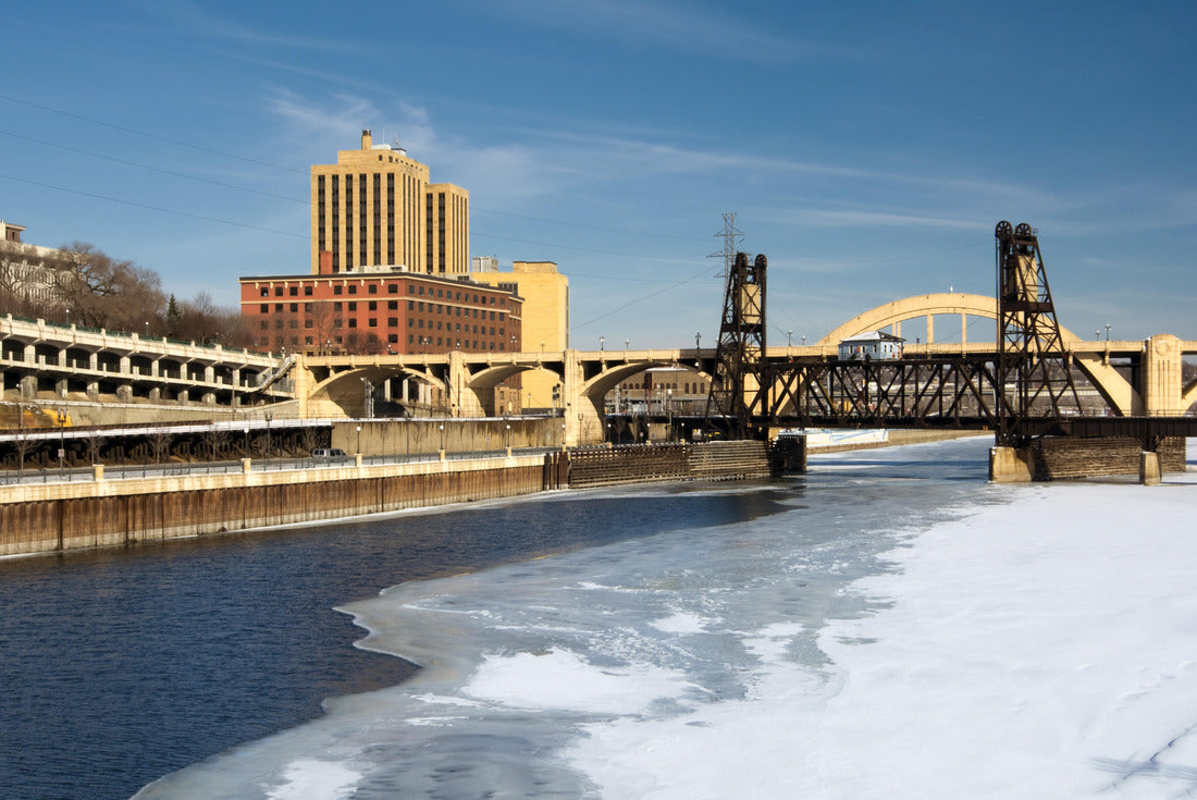 Noah Jigsaw Puzzle Snow and ice covered Mississippi River with railroad track and Robert Street Bridge. Saint Paul, Minnesota, USA 2000 pieces