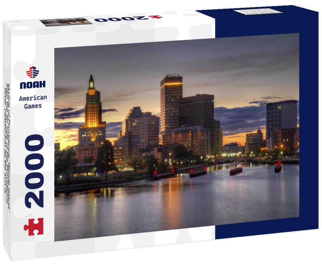 Noah Jigsaw Puzzle skyline of Providence, Rhode Island from the far side of the Providence River viewed just as the sun is setting at dusk 2000 pieces