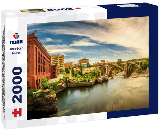 Noah Jigsaw Puzzle Panoramic cityscape view of Washington Water Power building and the Monroe Street Bridge along the Spokane river, in Spokane, Washington 2000 pieces