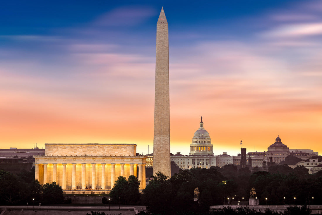 Noah Jigsaw Puzzle New dawn over Washington - with 3 iconic monuments illuminated at sunrise: Lincoln Memorial, Washington Monument and the Capitol Building 2000 pieces