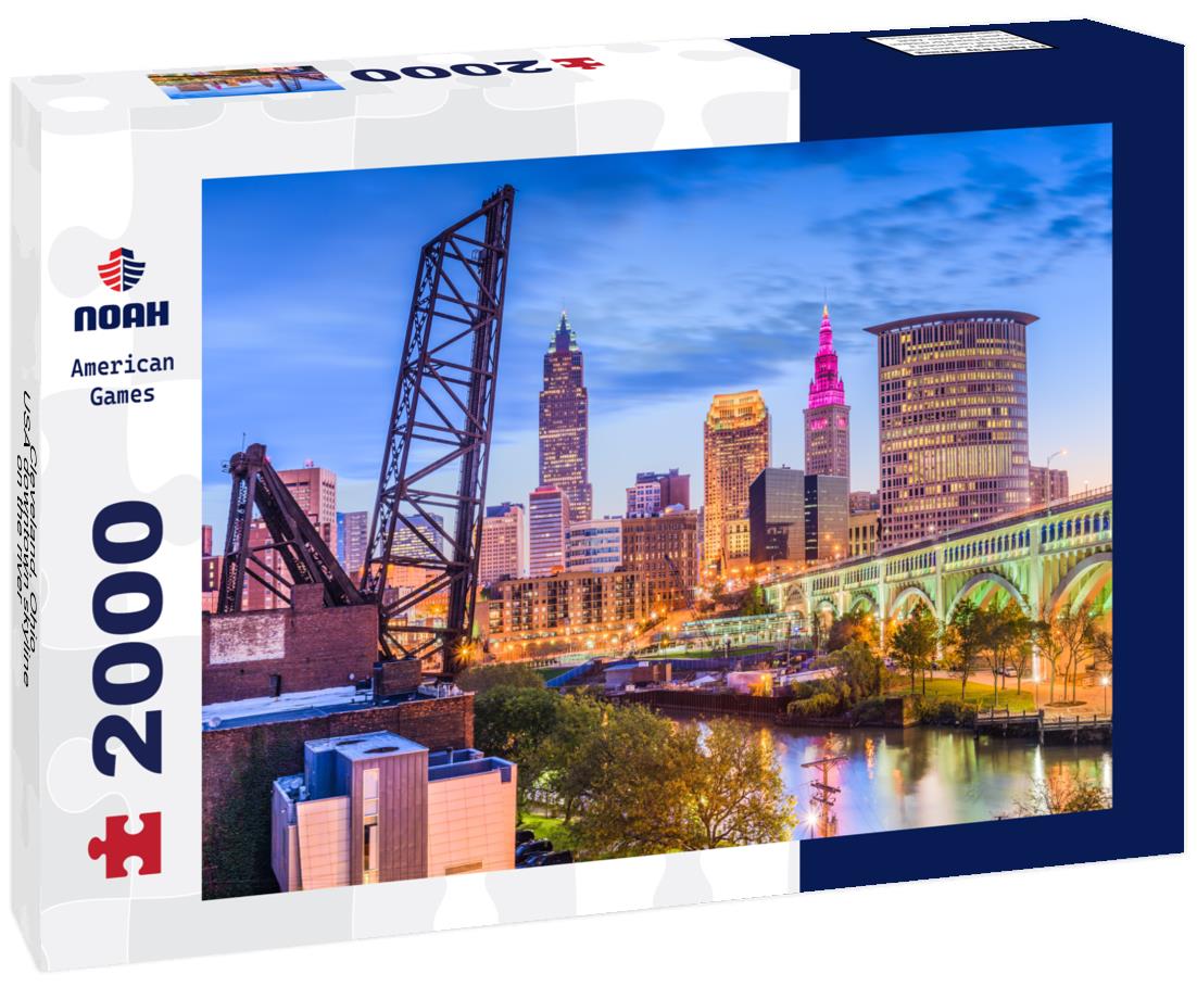 Noah Jigsaw Puzzle Cleveland, Ohio, USA downtown skyline on the river 2000 pieces