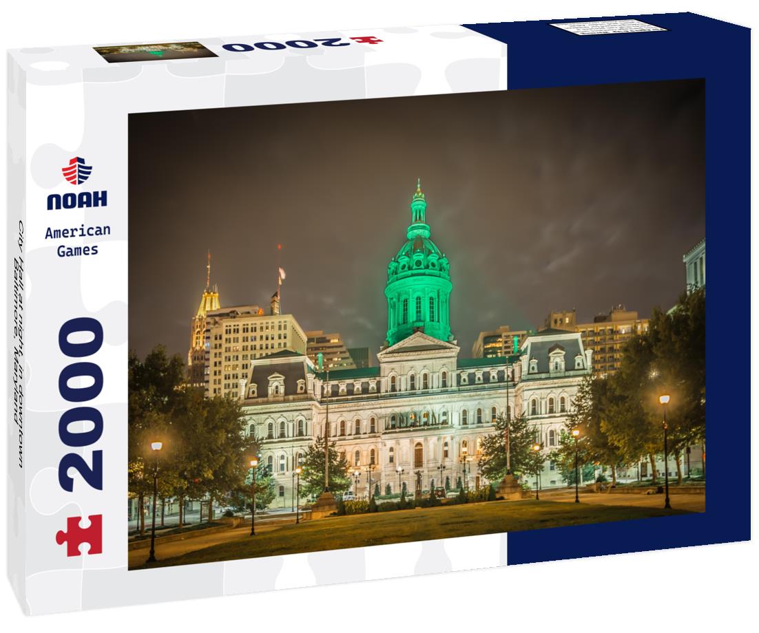 Noah Jigsaw Puzzle City Hall at night, in downtown Baltimore, Maryland 2000 pieces