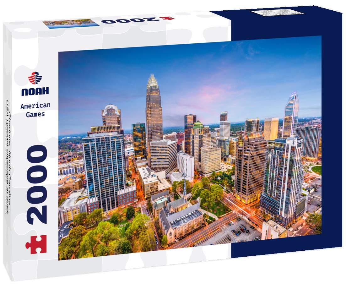 Noah Jigsaw Puzzle Charlotte, North Carolina, USA uptown cityscape at dusk 2000 pieces