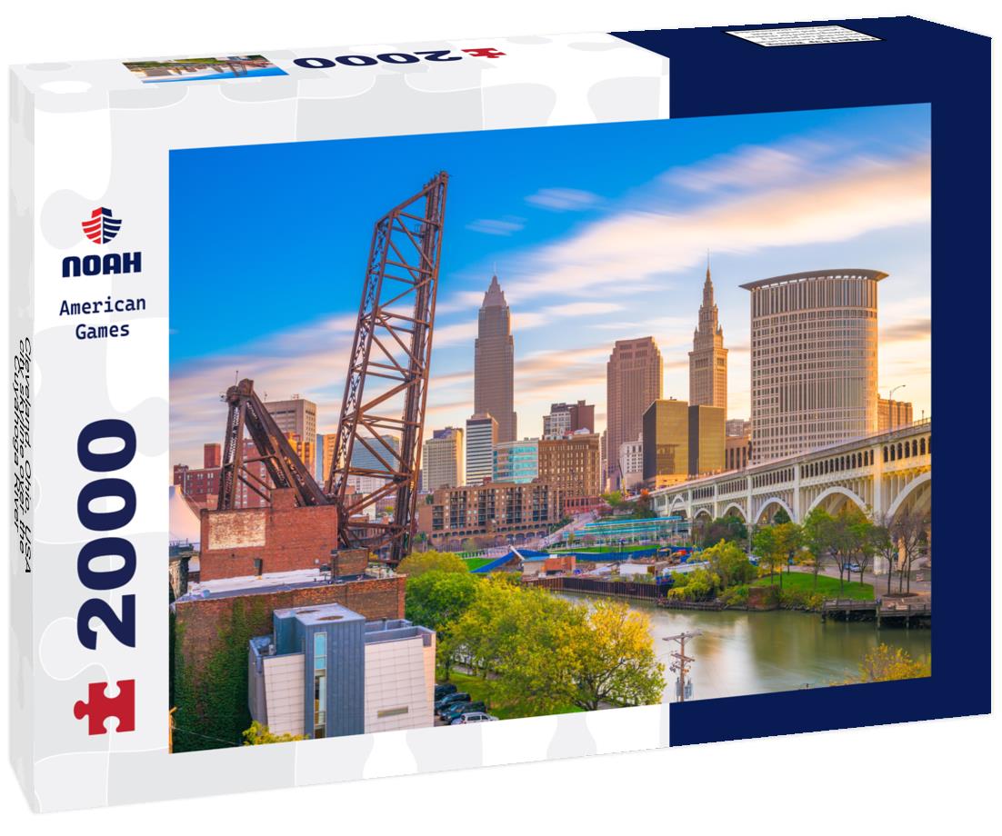 Noah Jigsaw Puzzle Cleveland, Ohio, USA city skyline over the Cuyahoga River 2000 pieces