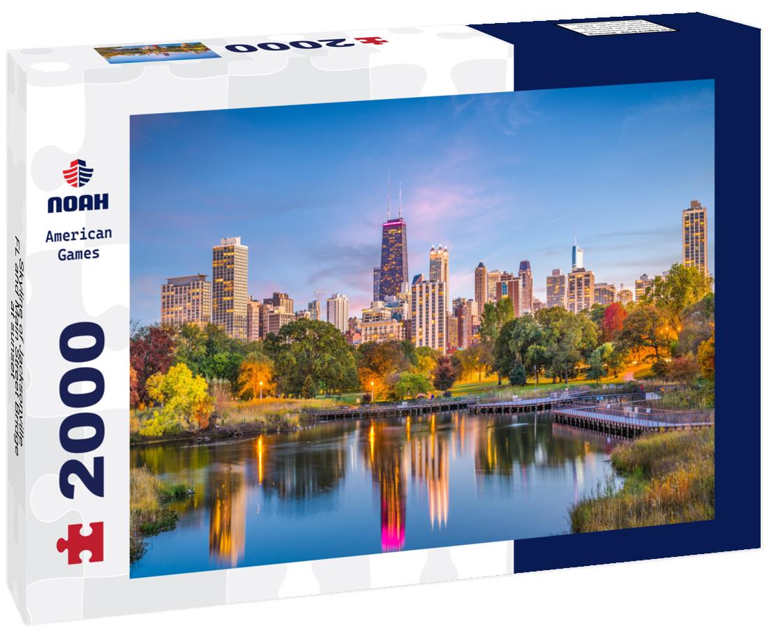 Noah Jigsaw Puzzle Skyline of Jacksonville, FL and Main Street Bridge at sunset 2000 pieces