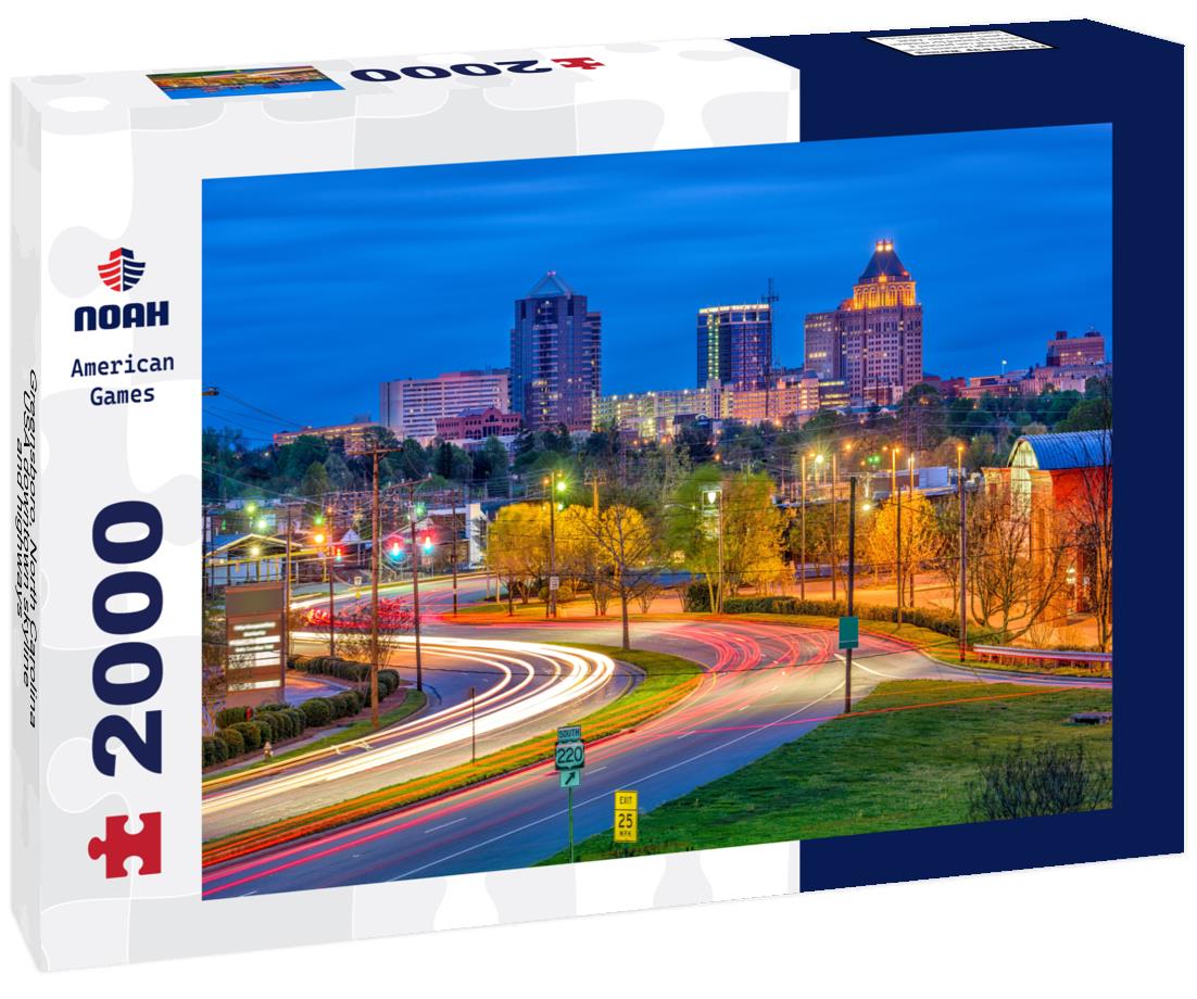Noah Jigsaw Puzzle Greensboro, North Carolina, USA downtown skyline and highways 2000 pieces