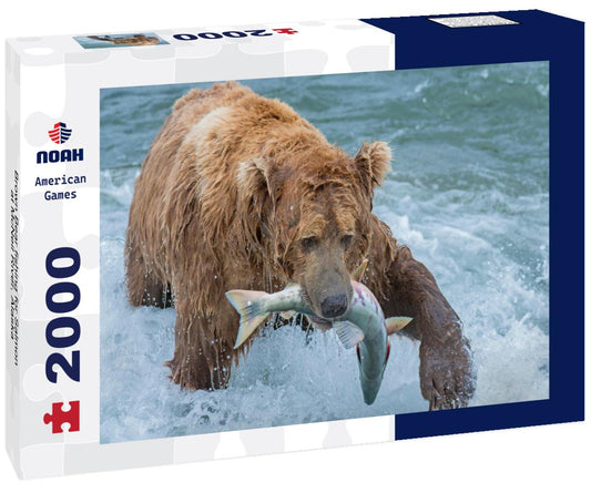 Noah Jigsaw Puzzle Brown Bear fishing for Salmon at McNeil River, Alaska 2000 pieces