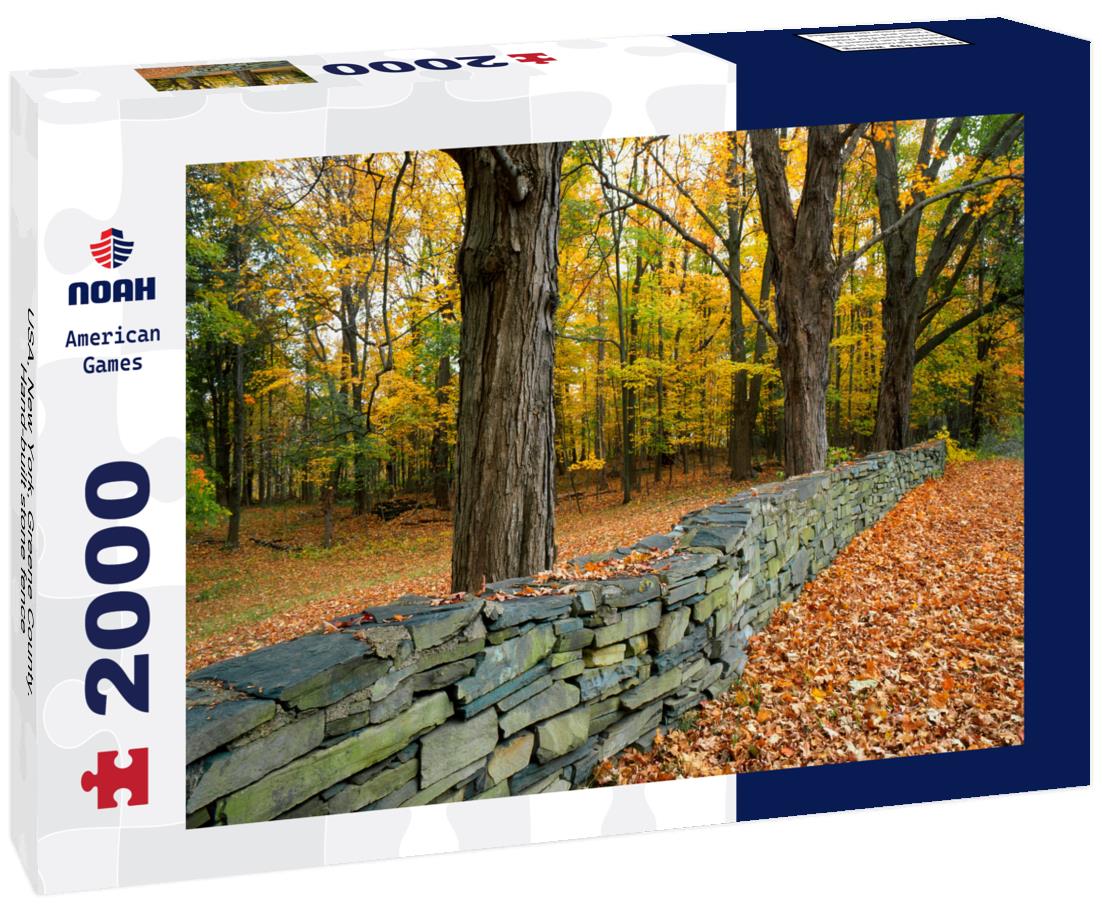 USA, New York, Greene County. Hand-built stone fence 2000pc Puzzle