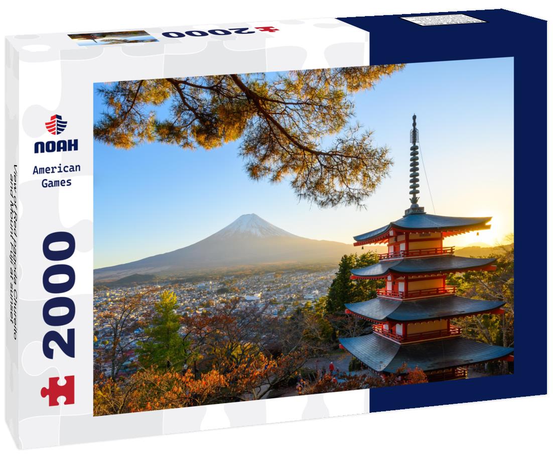 Red pagoda Chureito and Mount Fuji at sunset 2000pc Puzzle