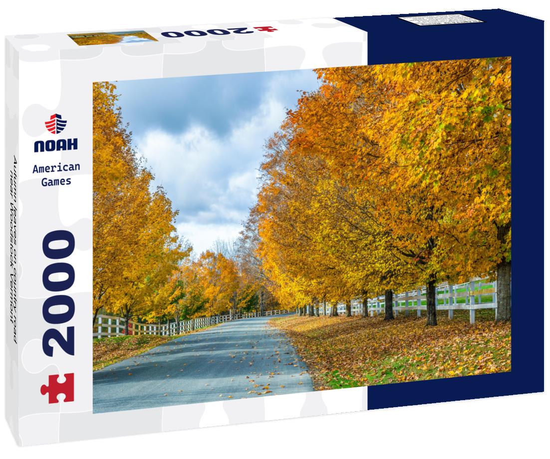 Autumn leaves on country road near Woodstock Vermont 2000pc Puzzle