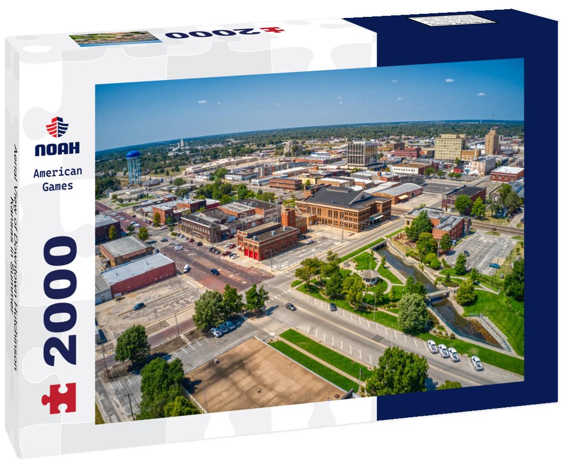 Noah Jigsaw Puzzle Aerial View of Downtown Hutchinson, Kansas in Summer 2000 pieces
