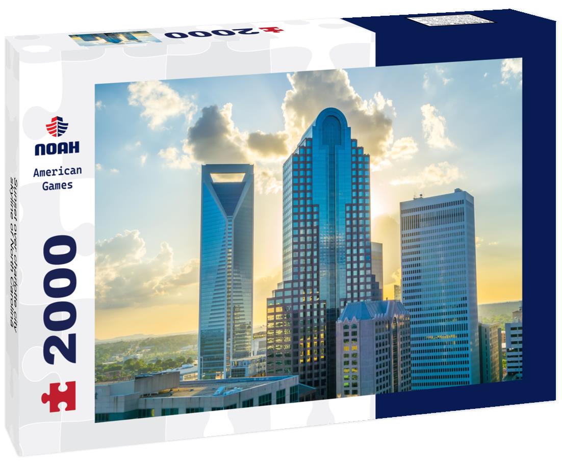 Noah Jigsaw Puzzle Sunset over charlotte city skyline of North Carolina 2000 pieces