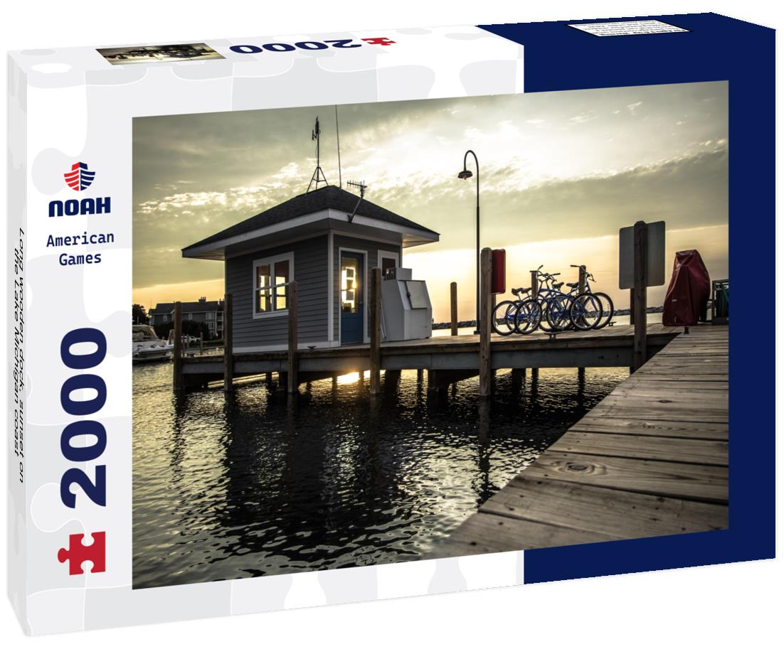 Noah Jigsaw Puzzle Long wooden dock, sunset on the Lake Michigan coast 2000 pieces
