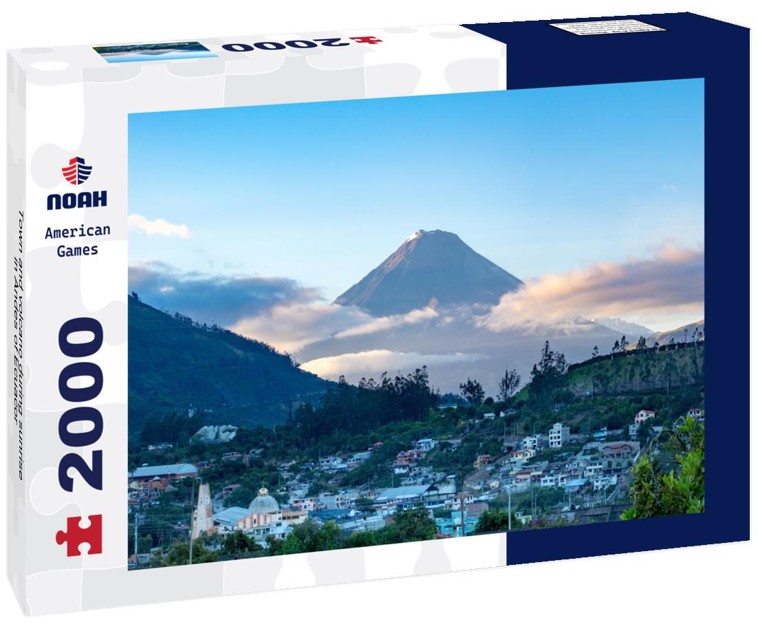 Town and volcano during sunrise in Andes of Ecuacor 2000pc Puzzle