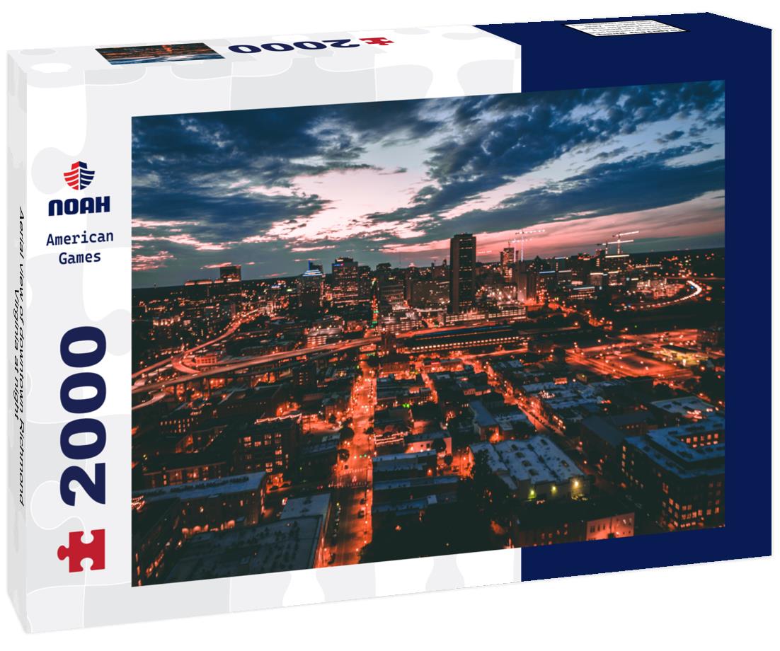 Aerial view of downtown Richmond, Virginia at night 2000pc Puzzle