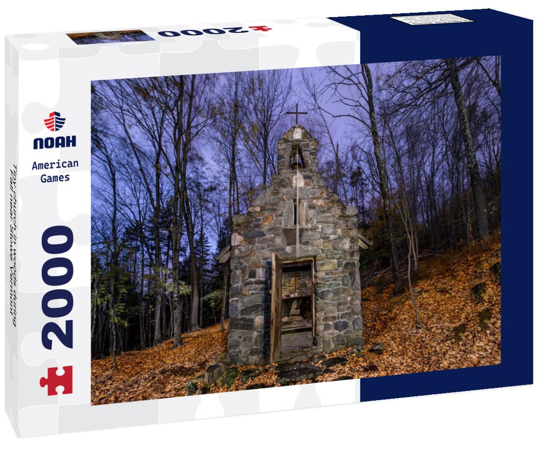 Noah Jigsaw Puzzle Tiny church in woods during Fall near Stowe Vermont 2000 pieces