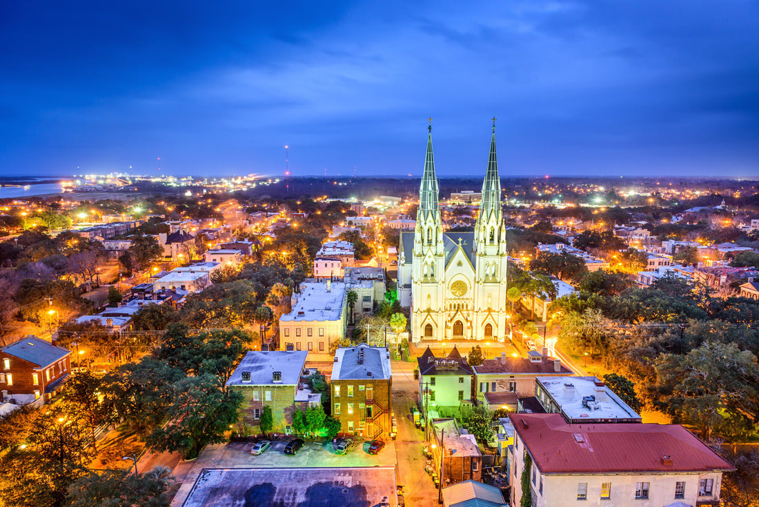 Savannah, Georgia downtown skyline at the Cathedral 2000pc Puzzle