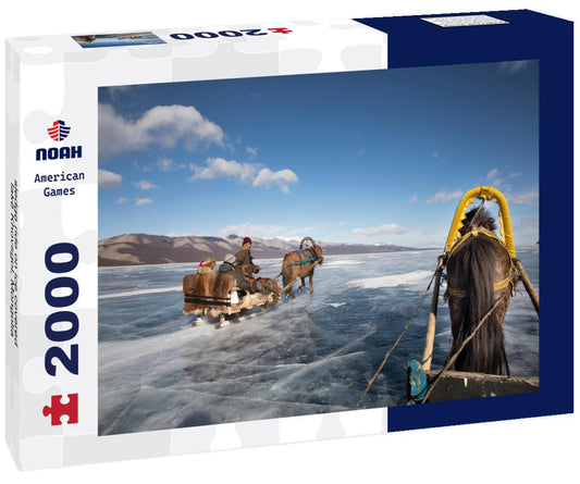 Noah Jigsaw Puzzle sledge ride on ice covered lake Khovsgol, Mongolia 2000 pieces
