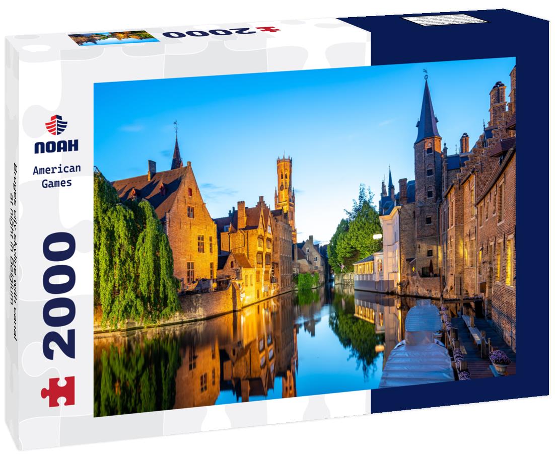Bruges city skyline with canal at night in Belgium 2000pc Puzzle