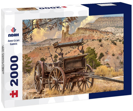 Noah Jigsaw Puzzle Old Freight Wagon Near Chimney Rock New Mexico USA 2000 pieces