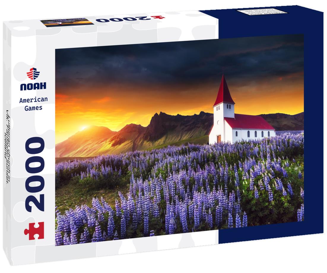 Lutheran church in Vik. Fantastic sunset. Iceland 2000pc Puzzle