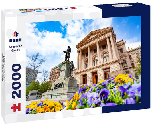 Noah Jigsaw Puzzle Morton statue in front of Indiana Statehouse, USA 2000 pieces