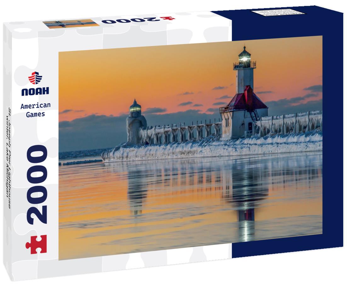 St. Joseph Pier Lighthouse, winter, Lake Michigan 2000pc Puzzle