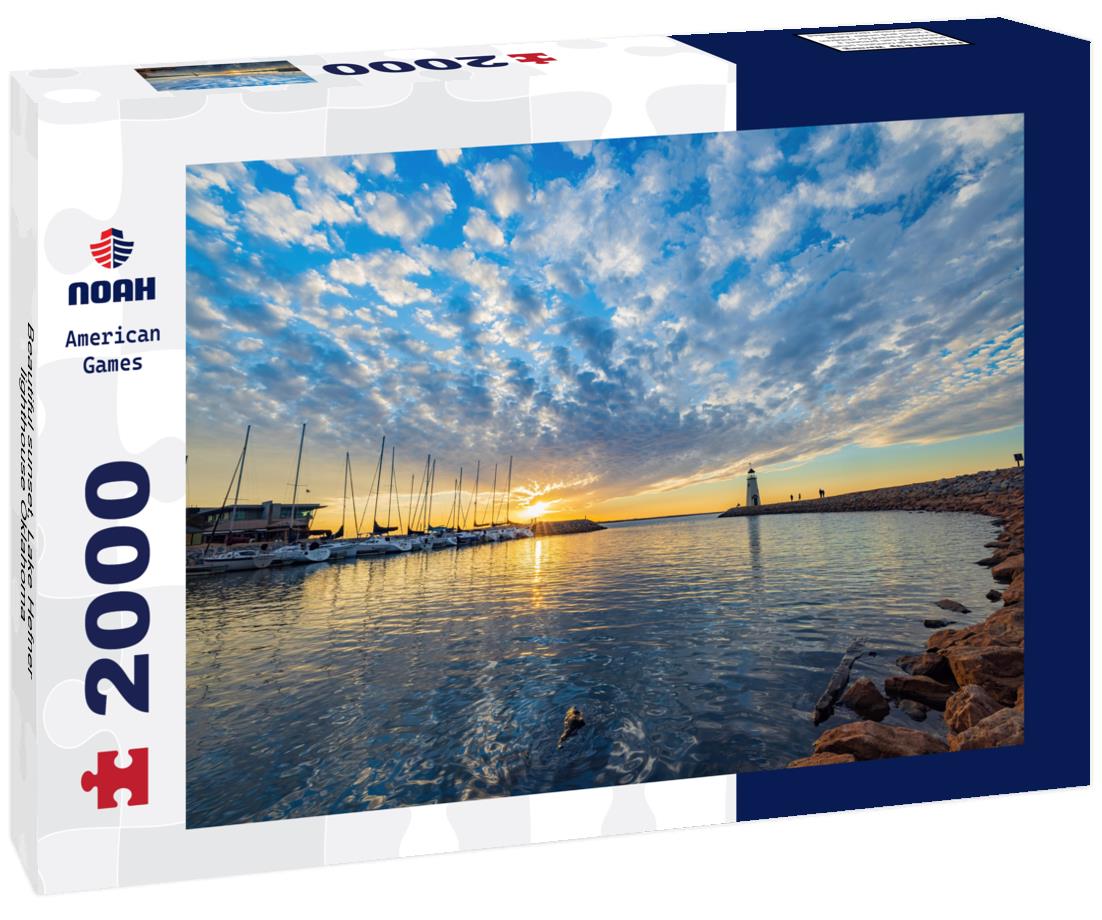 Noah Jigsaw Puzzle Beautiful sunset, Lake Hefner lighthouse Oklahoma 2000 pieces