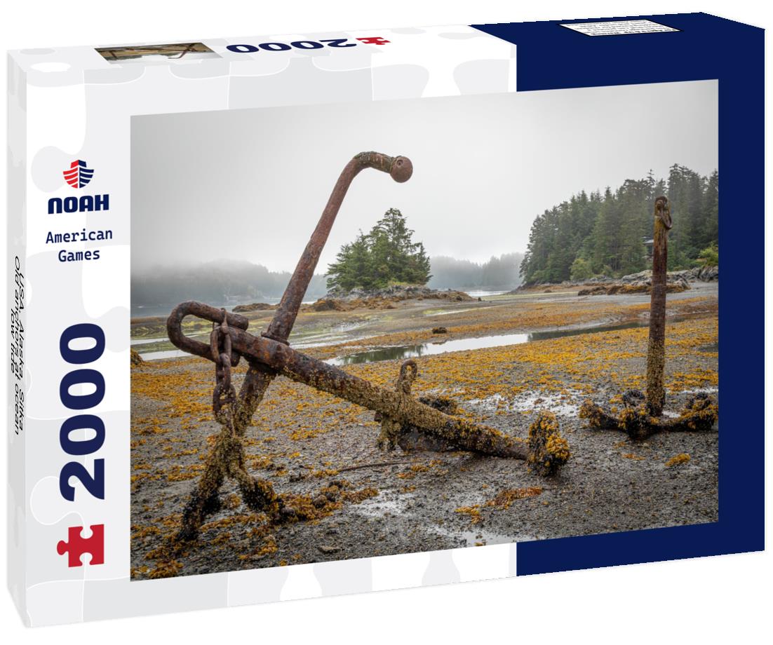 Noah Jigsaw Puzzle USA, Alaska, Sitka Old anchors at ocean low tide 2000 pieces