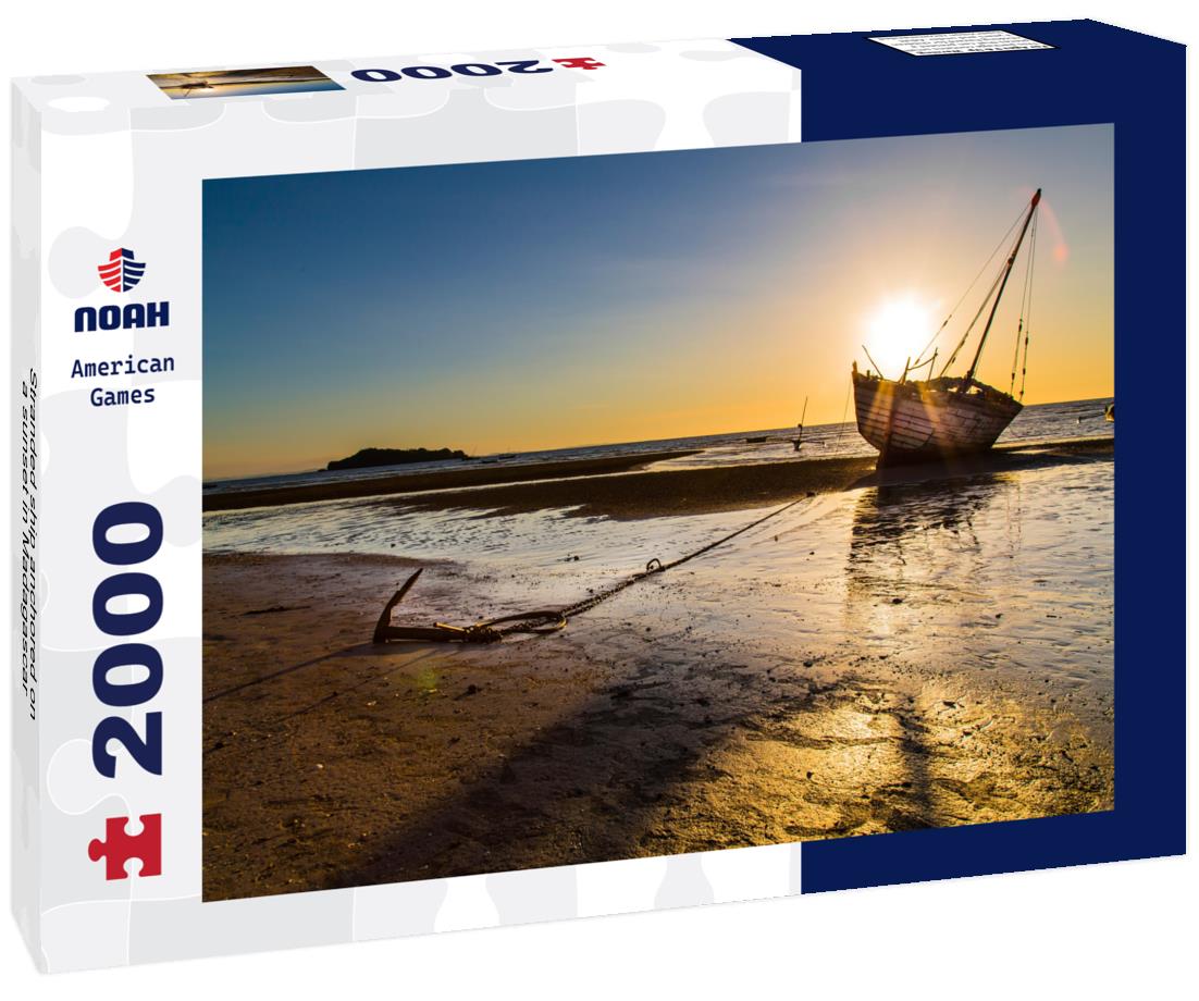 Stranded ship anchored on a sunset in Madagascar 2000pc Puzzle