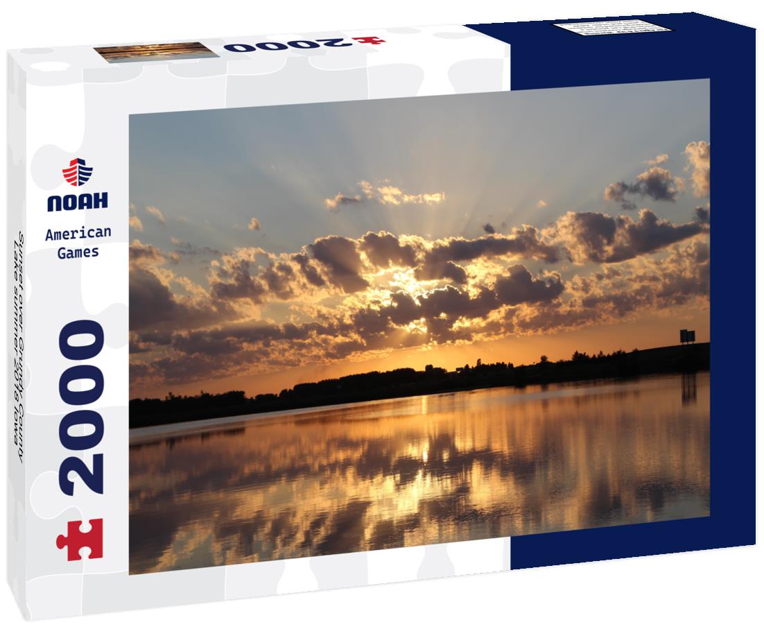 Noah Jigsaw Puzzle Sunset over Grundy County Lake summer 2018 Iowa 2000 pieces