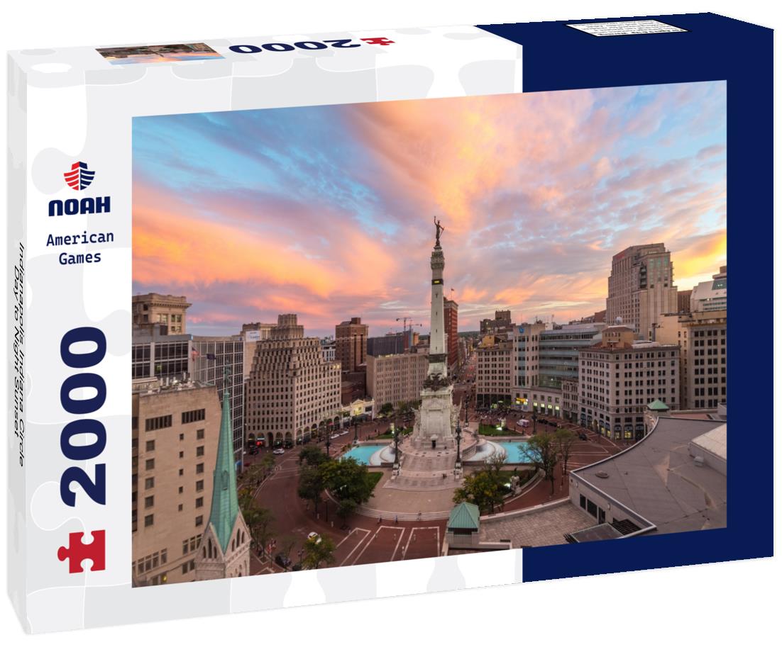 Indianapolis Indiana Circle Day to Night Sunset 2000pc Puzzle